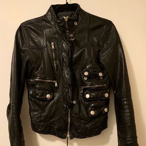 D&G black leather biker jacket